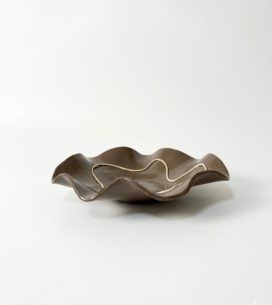 Brown Ruffled Bowl