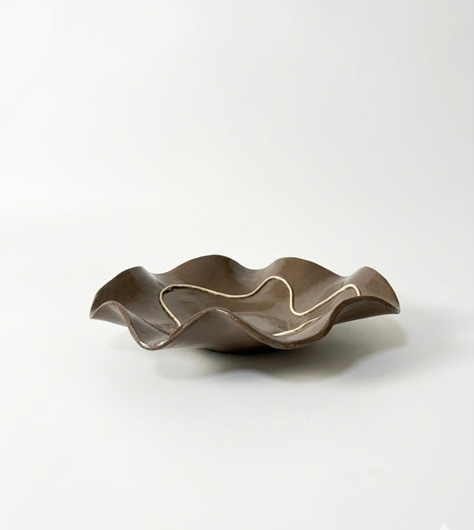 Brown Ruffled Bowl