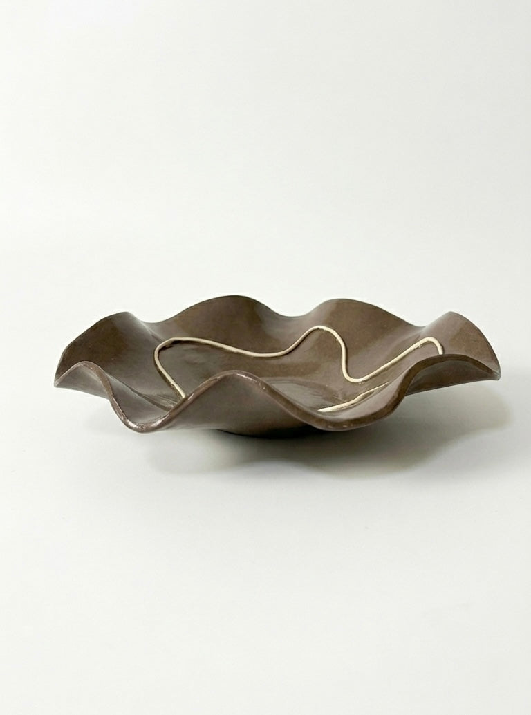 Brown Ruffled Bowl
